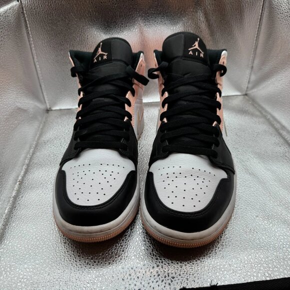 Size 9 Nike Air Jordan 1 Mid Mens White Artic Orange Black‎ Sneaker 554724-133 main image 3